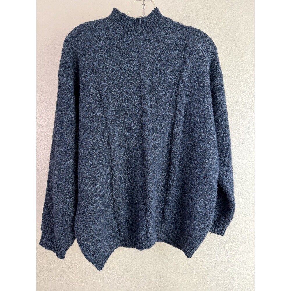 Partners by Marvyn Knit Pullover Sweater Oversize Blue Medium